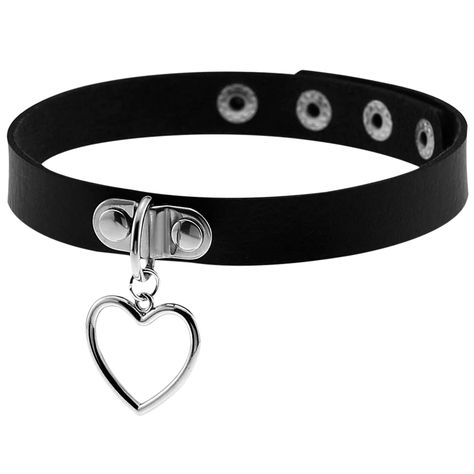 PRICES MAY VARY. 💘Exquisite Design: Soft PU leather, heart-shaped pendant and buckle in Gothic style, and the classic black choker is a versatile accessory. The cute and cool choker will add highlights to your outfit and make you stand out from the crowd. 💘The heart choker is made of PU leather and stainless steel. PU leather is strong and durable, and the heart-shaped pendant will not abrade the skin. The surface of metal fittings is polished and smooth, which is suitable for sensitive skin a Goth Choker, Leather Heart, Leather Choker Necklace, Heart Choker, Leather Chokers, Black Choker, Sweet Heart, Gothic Style, Pharmacy Gifts