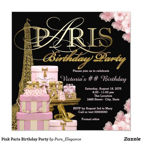 Pink Paris Birthday Party, Paris Sweet 16, Paris Birthday Party, Paris Bridal Shower, Invitations Quinceanera, Sweet 16 Party Invitations, Sweet Sixteen Birthday Invitations, Paris Birthday Parties, Paris Birthday