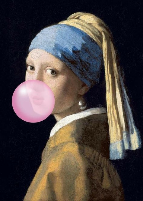 Blowing Bubblegum, Girl With The Pearl Earring, Girl With Pearl Earring, Boho Style Interior, Trendy Art Prints, Urban Street Art, Whatsapp Wallpaper, Quirky Art, Large Framed Prints