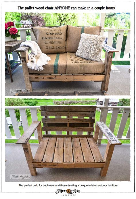 Diy Pallet Patio Furniture, Diy Pallet Patio, Pallet Furniture Cushions, Pallet Patio Furniture Diy, Pallet Furniture Plans, Diy Outdoor Seating, Pallet Chair, Pallet Garden Furniture, Pallet Patio Furniture