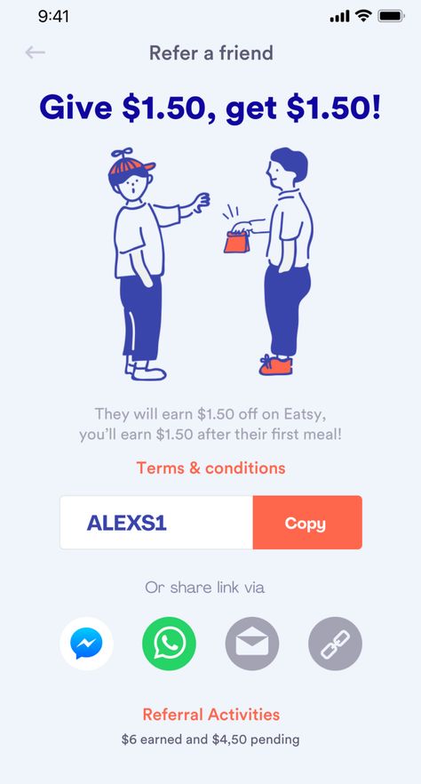 How I created a viral referral program for food ordering | by Constance Montcoudiol | Medium Referral Creative Ads, Referral Email Design, Referral Program Design, Referral Program Ideas, Ui Case Study, Friend Referral, Programming Apps, Refer A Friend, Online Logo Design