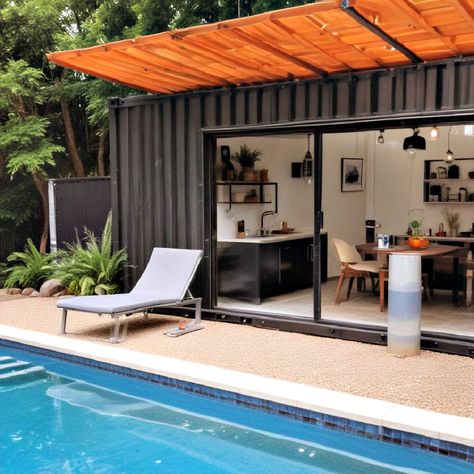 25 Shipping Container Home Ideas and Designs (2024) Interior Container Home Design, Container Home Interior Design, Container Backyard, Shipping Container Pool House, Container Home Ideas, Sustainable Housing, Sea Container Homes, Container Pool, Shipping Container Cabin