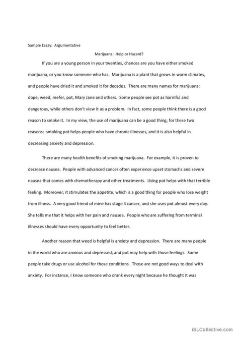 This sample essay, with following exercises, demonstrates to students what a sample argumentative essay should look like. This is a typical 5-paragraph essay, with connectors and appropriate sign-posting. Following the short essay is a breakdown of the parts: the hooks, thesis, topic sentences, supporting details, etc. Self Directed Learning, Argumentative Essay Topics, Supporting Details, Argumentative Writing, Topic Sentences, Language Goals, Paragraph Essay, Intrinsic Motivation, Short Essay