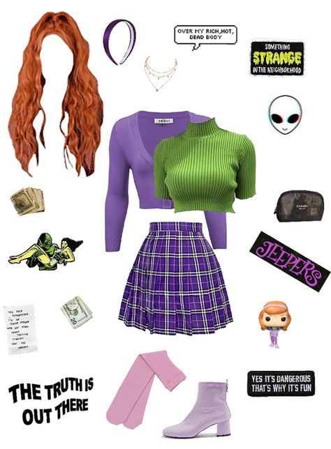 Modern Scooby Doo: Daphne Blake Outfit | ShopLook Modern Scooby Doo, Daphne Blake Outfit, Scooby Doo Diy Costume, Daphne Outfit, Daphne Halloween Costume, Scooby Doo Daphne, Daphne Costume, Daphne Blake, Mode Hippie