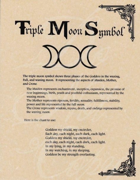 Triple Moon Symbol, Tattoo Moon, Moon Symbol, Pagan Symbols, Wiccan Symbols, Moon Symbols, Wiccan Magic, Goddess Tattoo, Magic Spell Book