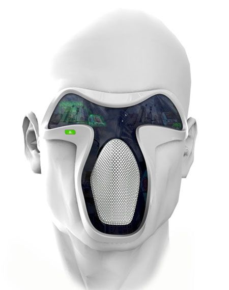 FUTURE - This futuristic digital mask would emulate the smell, sound and the quality of air for that wonderful fresh experience and also the facial expressions of the user can be detected Digital Mask, Google Glasses, Future Gadgets, Google Glass, Tech Toys, Future Tech, Wearable Tech, Ex Machina, Aircraft Design