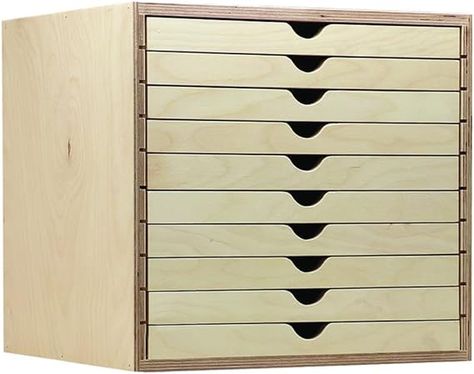 Amazon.com: Stamp-n-Storage Drawer Cabinet with 10 Single Drawers for IKEA (will fit IKEA Kallax Shelving) Natural Wood Color : Home & Kitchen Art Studios Ideas, Craft Storage Drawers, Home Art Studios, Ikea Kallax Shelving, Kallax Shelving, Art Supply Storage, Literature Organizer, Craft Storage Solutions, Craft Paper Storage