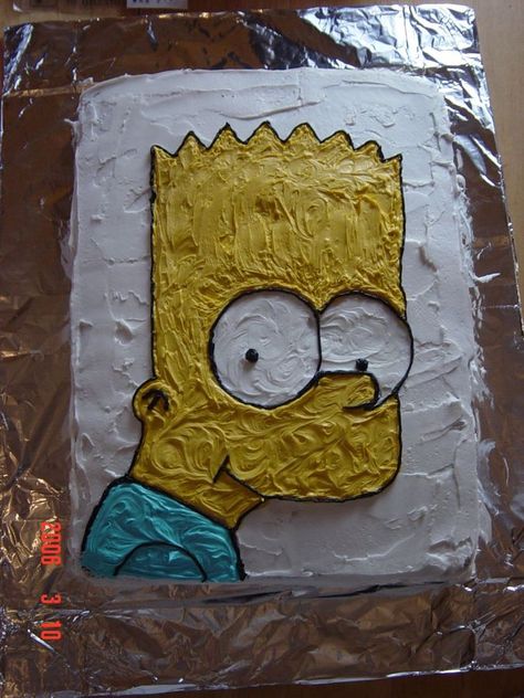 my bart simpson cake for my sons tenth birthday Bart Simpson Cake, Simpsons Birthday, Simpsons Cake, Simpsons Party, Cakes Easy, Dog Biscuits Homemade, Tenth Birthday, Bday Party Theme, Cake Easy