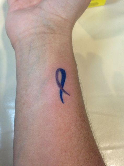 Wanted a tattoo that represents what I deal with daily....RA Blue Ribbon Tattoo, Crohns Tattoo, Awareness Tattoo, Mom Tattoo Designs, Ribbon Tattoos, Body Tissues, Purple Ribbon, Tattoo Placement, Get A Tattoo