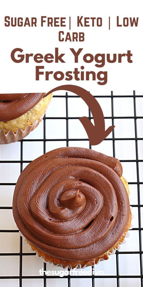 Greek Yogurt Frosting, Yogurt Frosting, Low Carb Greek Yogurt, Dessert Recipes Keto, Sugar Free Desserts Easy, Chocolate Greek Yogurt, Protein Baking, Sugar Free Baking, Sugar Free Recipes Desserts