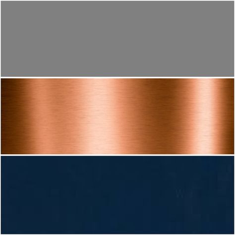 Dark Blue And Copper Living Room, Blue And Copper Living Room, Copper Living Room, Copper Wallpaper, Navy And Copper, Copper Bathroom, Bathroom Color Schemes, Color Pallete, Color Board