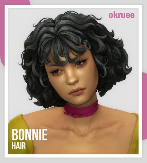 bonnie hair | okruee on Patreon Curl Hair Sims 4 Cc, Sims 4 Cc Maxis Match Accessory Bangs, Sims 4 Colored Hair, The Sims 4 Cc Hairstyles Short, Sims 4 Cc Artsy Clothes, Sims 4 Short Hair Cc Female, Ts4 Curly Hair Cc, Sims 4 Curly Hair, Ts4 Hair