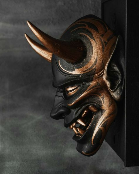 Oni Mask Art, Mascara Samurai, Japanese Samurai Mask, Oni Demon Mask, Japanese Demons, Mascara Hannya, Hannya Maske, Oni Maske, Mascara Oni