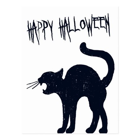 Halloween Black Cat Postcard Silhouette | Zazzle.com Pocket Folder Diy, Silhouettes Art, Folder Diy, Halloween Placemats, Halloween Decor Diy, Blanket Halloween, Black Cat Silhouette, Baby Silhouette, Halloween Wood Crafts