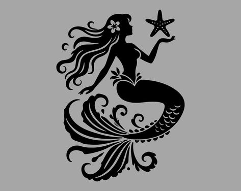 Mermaid Svg, Starfish Svg, Flower Svg, Mermaid Clipart, Mermaid Svg Files for Cricut, Mermaids, Mermaid Cut File, Laser, Silhouette - Etsy Türkiye Mermaid Pfp, Starfish Svg, Free Stencils Printables Templates, Stencils Printables Templates, Free Stencils Printables, Mermaid Clipart, Frozen Characters, Mermaid Design, Mermaid Svg