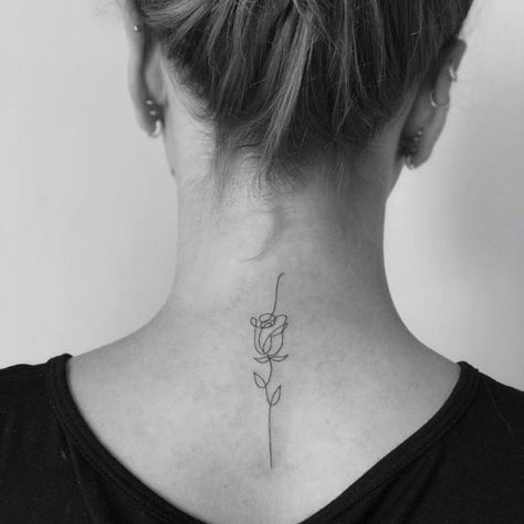 Rose Spine Tattoos For Women, Rose Tattoo Neck, Filter Tattoo, Ink Photography, Rib Tattoos For Women, Small Rose Tattoo, Airbrush Tattoo, Back Of Neck Tattoo, Neck Tattoos Women