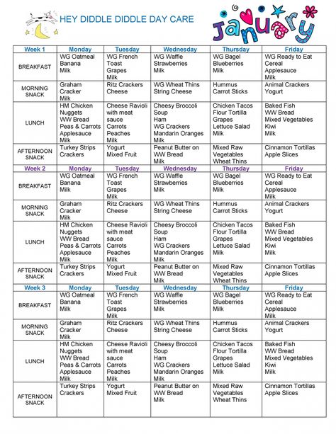 Sample of editable monthly child care menu templates jandec child care menu template. Child care menu template, A restaurant is a enormous area of the restaurant's new identity. It reflects that you are in the market. Menus should be vi... Daycare Meal Plan, Daycare Menu Ideas, Daycare Lunch Menu, Care Meals, Toddler Menu, Vegetable Lunch, Daycare Meals, Monthly Menu, Daycare Menu