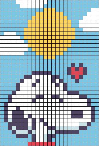 Snoopy Alpha Pattern, Simple Alpha Patterns, Beaded Snoopy, Crochet Graphs, Charles Schulz, Pixel Drawing, Diy Perler Bead Crafts, Pixel Crochet, Pixel Art Grid