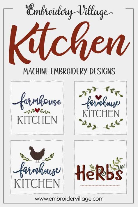 Machine embroidery design. Perfect for customizing all of your projects! Each design includes multiple hoop sizes. Available for instant download at www.embroideryvillage.com Farmhouse Quotes, Towel Embroidery Designs, Primitive Embroidery, Family Farmhouse, Pillow Embroidery, Unique Farmhouse, Towel Embroidery, Kitchen Machine, Applique Embroidery Designs