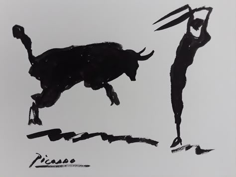 Picasso Bull Tattoo, Bull Fighter Tattoo, Picasso Bull, Bull Fighter, Fighter Tattoo, Bull Tattoos, Art Curator, Calvin And Hobbes, Tattoo Design Drawings