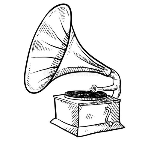 Phonograph sketch. Doodle style antique phonograph or record player in vector fo , #Ad, #style, #antique, #Doodle, #Phonograph, #sketch #ad Gramophone Drawing Simple, Gramophone Drawing, Record Player Drawing, Record Player Tattoo, Rock Sketch, Record Drawing, Old Fashioned Record Player, Gramophone Tattoo, Senior Banner