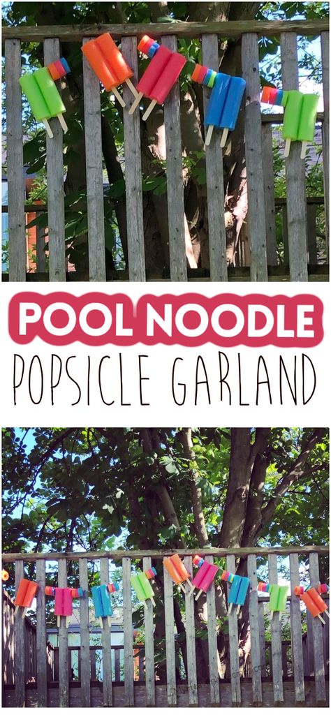 Pool Noodle Popsicle, Popsicle Garland, Pool Noodle Crafts, Popsicle Party, Bat Craft, Make Paper Flowers, Pool Birthday, Summer Party Decorations, Pool Noodle