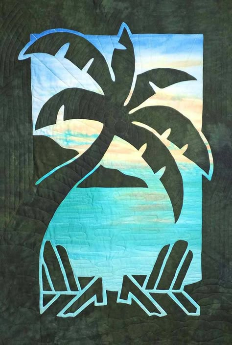 Pacific Rim Quilt Company | Hawaiian Applique Quilt Patterns, Fabrics, Thread and Lessons Palm Tree Quilt, Hawaiian Applique Quilt, Ocean Quilt, Hawaiian Crafts, Hawaiian Quilt Patterns, Beach Quilt, Hawaiian Quilt, Applique Quilt Patterns, Hawaiian Quilts