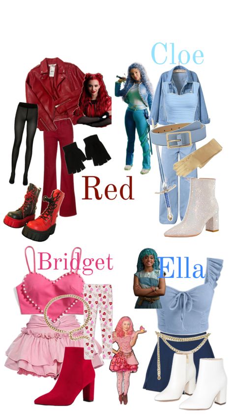 Descendants inspired outfits Descendants Inspired Outfits, Velma Halloween Costume, Descendants Outfits, Descendants Clothes, Cow Nails, Disney Inspired Fashion, Cute Halloween Costumes, Red Outfit, Inspired Outfits