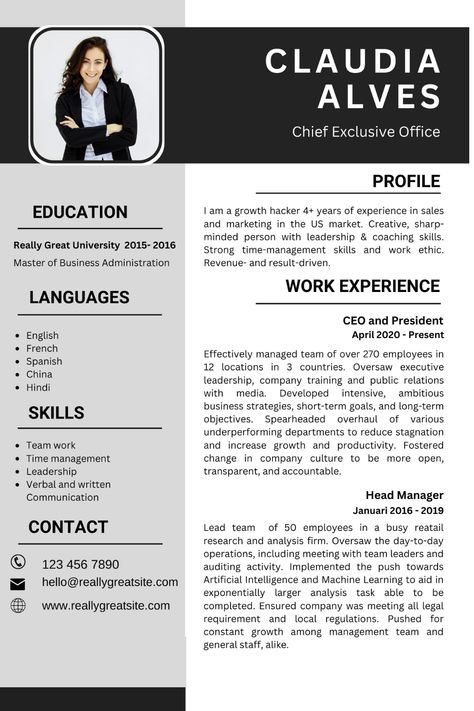 Top Resume, Cover Letter, LinkedIn Profile Optimization For Job Interviews Professional Cv Format For Job, Cool Resume Design, Cv Resume Sample, Cv Profile, Curriculum Vitae Examples, Curriculum Vitae Design, Cv Professional, Cv Design Professional, Good Resume