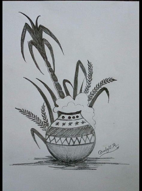 Happy Pongal Pencil Shading Drawings, Shading Drawings, Happy Pongal Wishes, Happy Pongal, Pencil Shading, Basic Drawing, Food Poster Design, Art Drawings For Kids, Food Poster