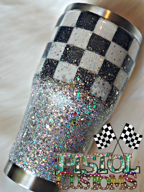 NASCAR checkered  flag tumbler Checkered Vinyl Cricut, Racing Tumbler Cups, Racing Wallpaper, Custom Scrambler, Tumbler Inspiration, Tumblr Cup, Moto Mom, Flag Tumbler, Dyi Gifts