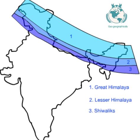 Geo_geographically_by_alisha_ on Instagram: “INDIAN MOUNTAIN'S.. 1)..TIBBET  2)..GREAT HIMALAYA  3).. MIDDLE HIMALAYA 4).. SHIVALIK ..ETC.. #geographyfacts #geography_lover…” Geography Flashcards, Himalayas Map, Indian Himalayas, Ias Study Material, Cool Maps, Boundaries Quotes, Geography Worksheets, Himalayas Mountain, Friend Drawings