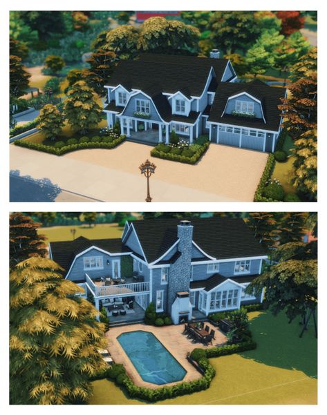 Newport Family House by Sooky88 - The Sims 4 Download - SimsFinds.com Sims 4 Family House, Sims 4 Builds, Sims 4 Houses Layout, The Sims 4 Custom Content, The Sims 4 Lots, Sims 4 Family, Coastal Hamptons, Sims 4 House Plans, Sims 4 House Building