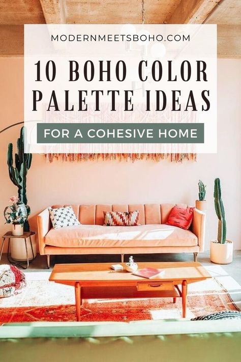 Elevate your home with these 10 boho color palette ideas! From earthy tones to vibrant hues, discover the perfect bohemian colors to transform your space into a chic, free-spirited sanctuary. Tap to explore the best bohemian color schemes now! Bohemian Paint Colors Behr, Bohemian Farmhouse Color Palette, Bohemian Living Room Paint Colors, Zen Room Color Palette, Southwestern Color Palette Living Room, Indoor Color Palette, Boho Bedroom Paint Colors Behr, Maximalist Decor Color Palette, Boho Paint Schemes