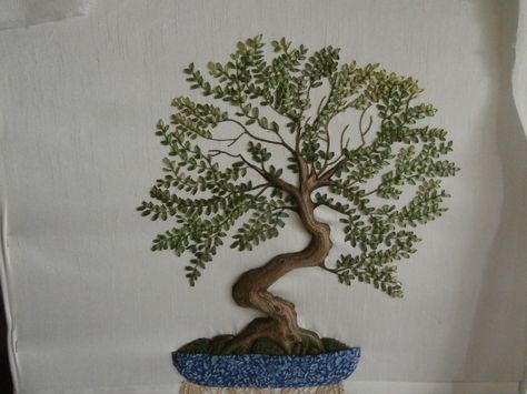 silk ribbon bonsai Embroidery Trees, Miniature Embroidery, Pretty Embroidery, Embroidery Ideas, Embroidery And Stitching, Silk Ribbon, Embroidery Art, Hand Embroidery, Wild Flowers