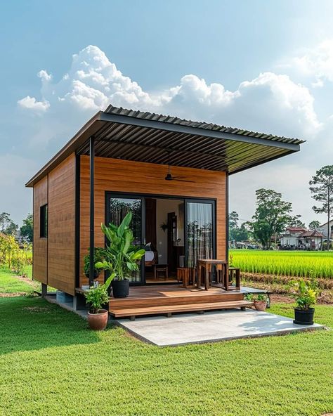 Small Kubo House Design, Tiny Tiny House, Cheap Tiny Home Ideas, Wooden Cottage Design, Modern Kampung House, Kubo House Design, Tiny Home Backyard Guest Houses, Wooden House Interior Design, Small Rest House Design