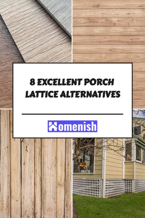 A lot of homeowners do a porch skirt to cover the space. The most common material used for skirting is lattice because it is inexpensive and easy to install. However, this material can be ordinary, and most homeowners find it bland. The good news is that there are other alternatives you can use. Lattice For Porch, Lattice Foundation Cover, Porch Skirting, Porch Lattice Alternative, Instead Of Lattice Under Porch, House Skirting Ideas Exterior, Deck Skirting Ideas Cheap, Porch Skirting Ideas, Lattice Alternative