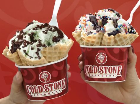 Cold Stone: Buy One Signature Creation, Get One FREE! Cold Stone Ice Cream, Rum Raisin Ice Cream, Cake Batter Ice Cream, Yummy Waffles, Ice Cream Month, National Ice Cream Day, Waffle Bowl, Dessert Waffles, Cold Stone Creamery