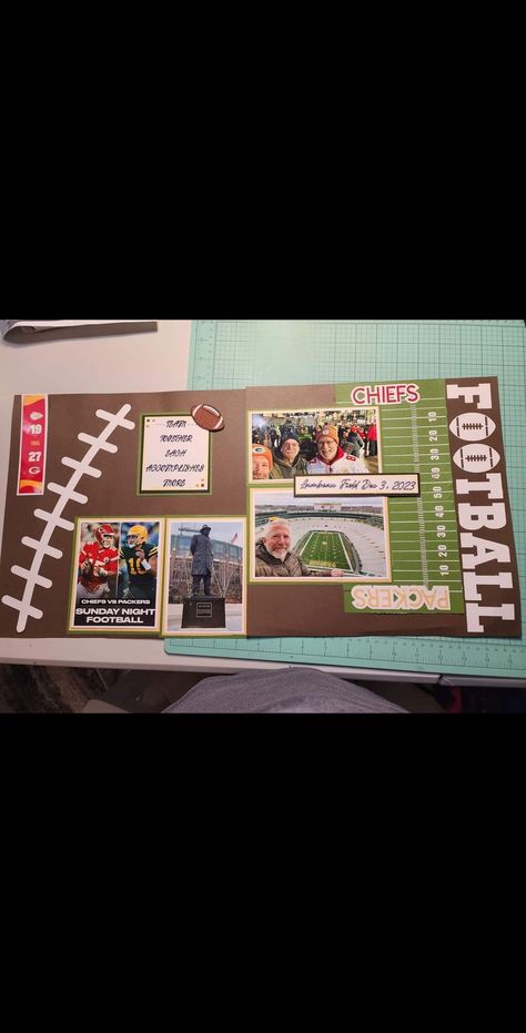 Scrapbook Sports Layouts, Sport Scrapbook Ideas, Sports Scrapbook Ideas, Football Scrapbook Layouts, Football Layout, Sports Layout, Football Scrapbook, Military Scrapbook, Masculine Scrapbook