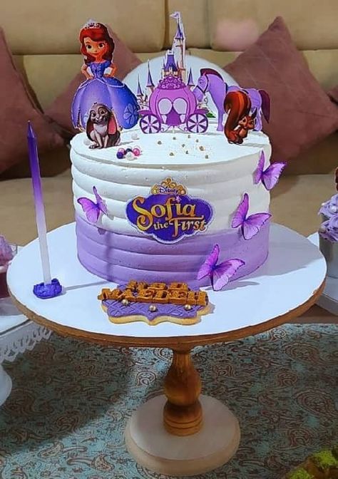 Sofia Cake Design, Sofia Birthday Cake, Frozen Elsa Cake Topper, Sofia The First Birthday Cake, Sofia The First Cake, Sofia Cake, Girly Birthday Cakes, Modern Birthday Cakes, Cake Designs For Kids