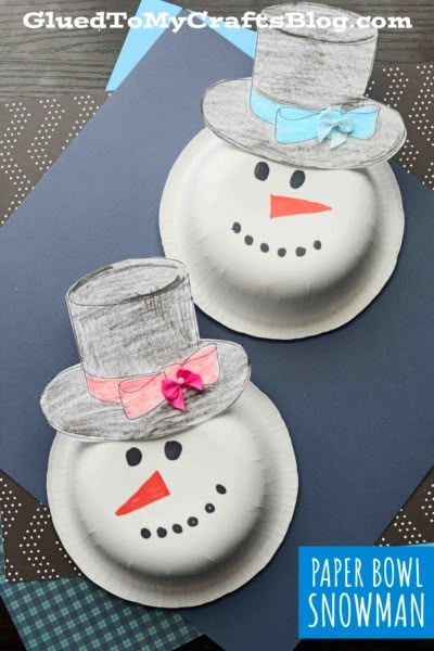 Paper Bowl Snowman Craft Snowman Bowl, Paper Bowl Crafts, Snow Crafts, December Crafts, Christmas Art Projects, Preschool Christmas Crafts, Preschool Projects, Paper Bowls, Painting Activities