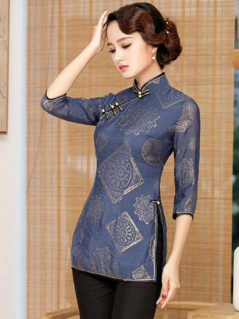 Qipao Top, Orientation Outfit, Chinese Blouse, Classy Fashion Chic, Cheongsam Top, Chinese Style Dress, Best Winter Outfits, Girls Dress Outfits, Qipao Cheongsam