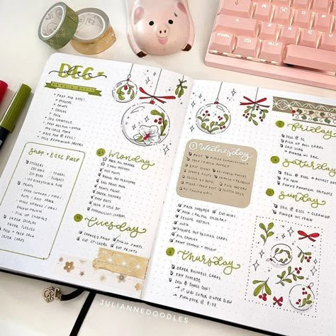 Bullet Journal Weekly Spread Ideas, 2024 Bullet Journal, Weekly Spread Ideas, Daily Bullet Journal, Bullet Journal Christmas, Journal Weekly Spread, Bullet Journal Weekly, Bullet Journal Ideas Templates, Bullet Journal Notes