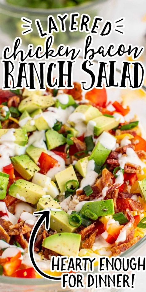 Chicken Bacon Ranch Salad Recipe, Chicken Bacon Ranch Salad, Ranch Salad Recipes, Bacon Vegetables, Bacon Ranch Salad, Chicken Bacon Salad, Broccoli Cauliflower Salad, Ranch Salad, Green Lettuce