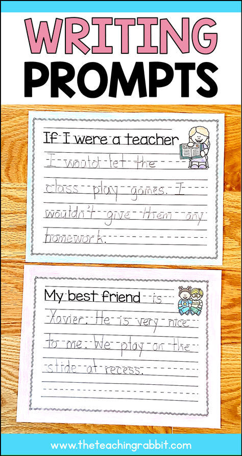 writing prompts 1st Grade Story Writing, Writing Center First Grade, First Grade Writing Activities, Grade 1 Writing, Easy Writing Prompts, 2nd Grade Writing Prompts, Writing Prompts Kindergarten, 1st Grade Writing Prompts, Teacher Hairstyles