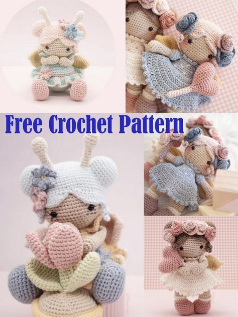 Crochet dolls Crochet Toys Free, Crochet Fairy, Crochet Disney, Crochet Dolls Free Patterns, Pola Amigurumi, Amigurumi Animals, Crochet Animals Free Patterns, Valentines Crochet, Crochet Amigurumi Free Patterns