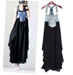 452bf208bf901322968557227b8f6efedesc43231941ri Vestiti In Jeans, Long Denim Dress, Diy Clothes Refashion, Diy Vetement, Moda Jeans, Black Women Fashion, Refashion Clothes, Upcycle Clothes, Black Skirt