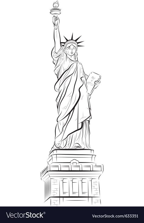 New York Statue Of Liberty Drawing, Statue Of Liberty Drawing Sketch, Statue Of Liberty Tattoo Stencil, Statue Of Liberty Outline, Statue Of Liberty Tattoo Design, Statue Of Liberty Illustration, Usa Drawing, Statue Of Liberty Art, Statue Of Liberty Drawing