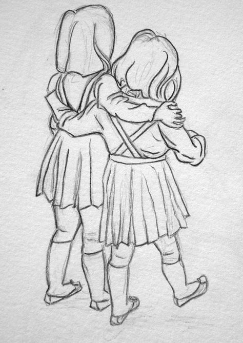 Sisters; pencil sketch. By Olivia Knibbs. 2 Sisters Drawing Sketch, 2 Sisters Drawing Easy, Half Face Drawing, Pencil Drawings Tumblr, Cool Animals, Sisters Drawing, Tumblr Drawings, Best Friend Drawings, Drawings Of Friends