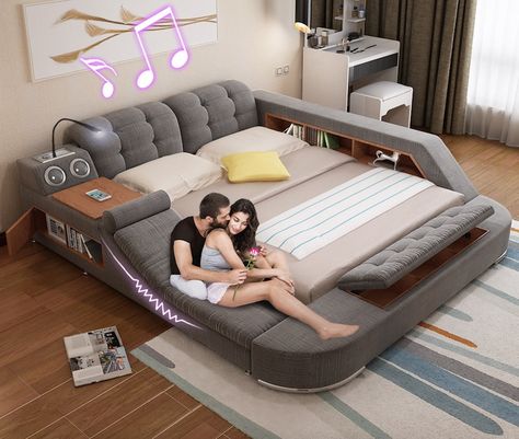 Tatami Massage Bed: The Ultimate All-in-One Sleeping and Relaxation Solution - GoodGood Tatami Bed, Bed Headboard Design, Smart Bed, Bedroom Bed Design, Fabric Bed, Elegant Bedroom, Cool Beds, Bedroom Furniture Beds, Modern Bed